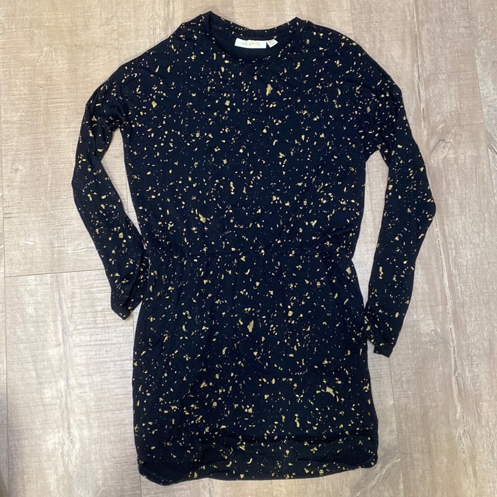 Gold Splatter Girls Stretch Dress Soft Gallery size 10 w/ pockets